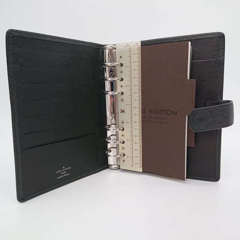 Louis Vuitton Agenda MM Taiga Black Ruler With Refill