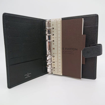 Louis Vuitton Agenda MM Taiga Black Ruler With Refill