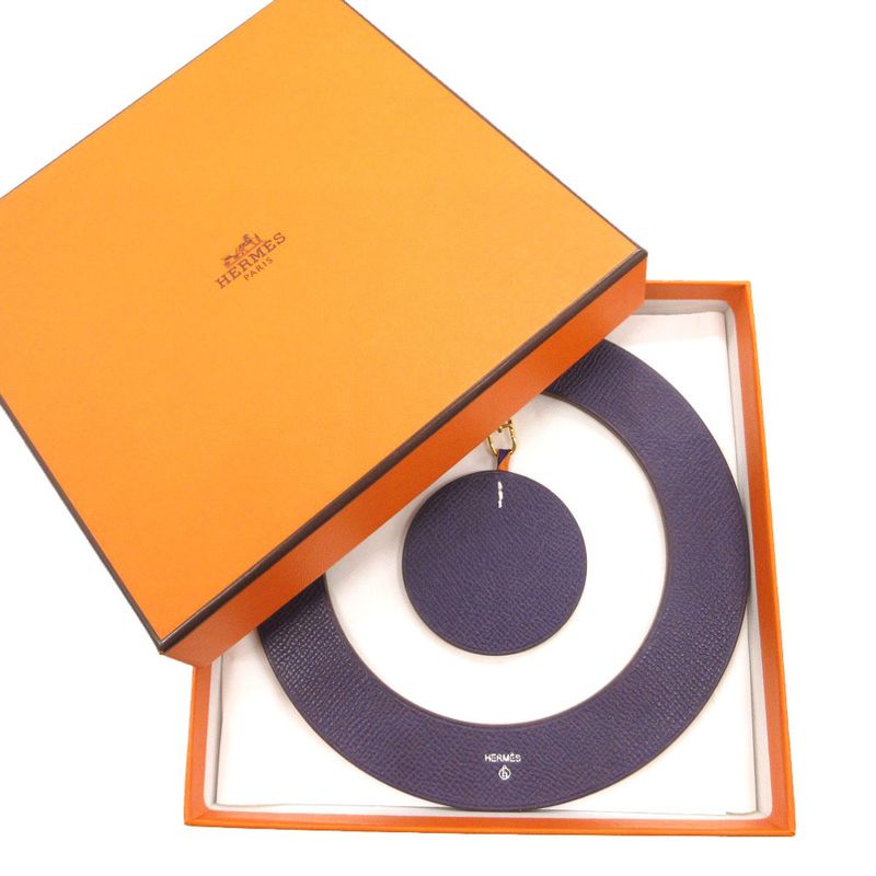 Hermes Petite Ache Circle Charm Key Holder Vaux Epson Violet Purple 0790 Hermes