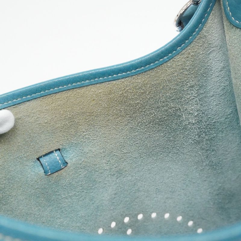 Hermes Shoulder Bag Evelyn 2PM Taurillon Cles Mance Blue Jean Silver Hardware