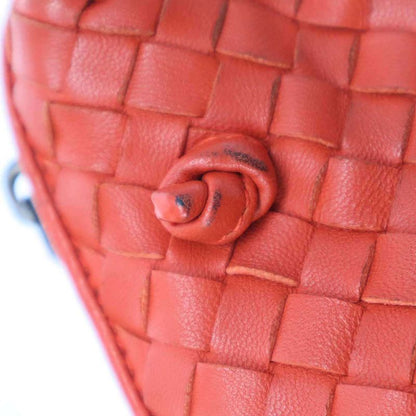 Bottega Veneta Nodini Intrecciato Leather Shoulder Bag in Red