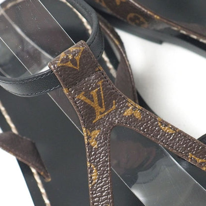 Louis Vuitton Sandals Size 37 Monogram LV Logo Ankle Strap Flat Thong Sandals