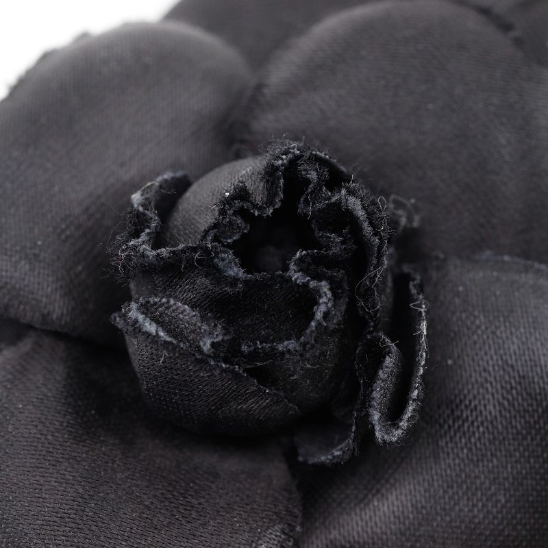 Chanel Camellia Ribbon Satin Black Women's Barrette