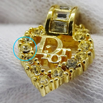 Dior Necklace Women's Brand Rhinestone GP Gold Logo Heart Accessory