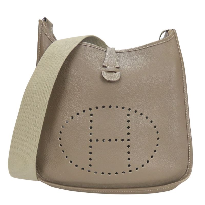 Hermes Shoulder Bag Evelyn 2PM Taurillon Clemence Etoupe Gradient Silver