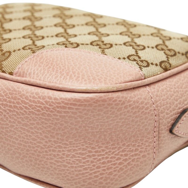 Gucci GG Canvas Crossbody Shoulder Bag 449413 Brown Pink Canvas Leather Women's