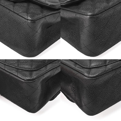 Chanel Shoulder Bag Mini Matelasse Caviar Skin Black Single Flap Turnlock