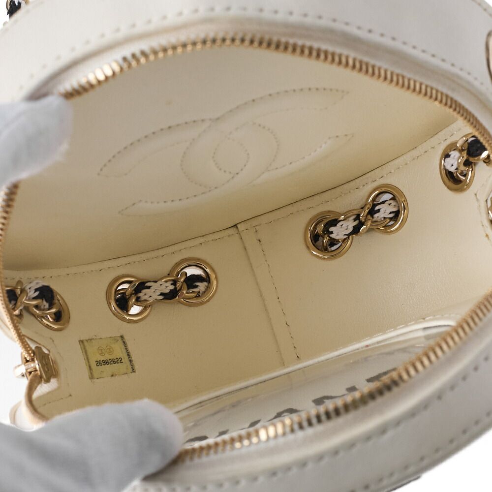 Chanel Cruise Line Floating Chain Shoulder Bag Lambskin And Vinyl Black With