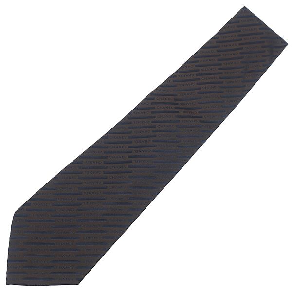 Chanel Necktie Chanel Logo 9.5cm (3.74in) Silk Brown and Navy Brown and Navy
