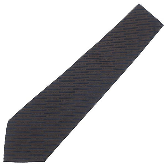 Chanel Necktie Chanel Logo 9.5cm (3.74in) Silk Brown and Navy Brown and Navy