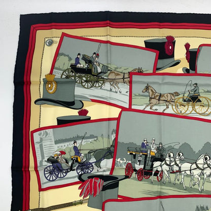 Hermes Carre 90 Rare Item Hugo Grygkar Design Attelages Mail Coach Black And