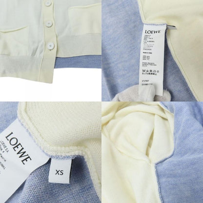Loewe Cardigan XS Wool Ivory Sac Blue Asymmetrical Bicolor Apparel Women Ladies