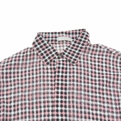 Unused 22ss DIOR Sheer Check Shirt Long Sleeve Cut And Sewn Blouse 40 Red Black