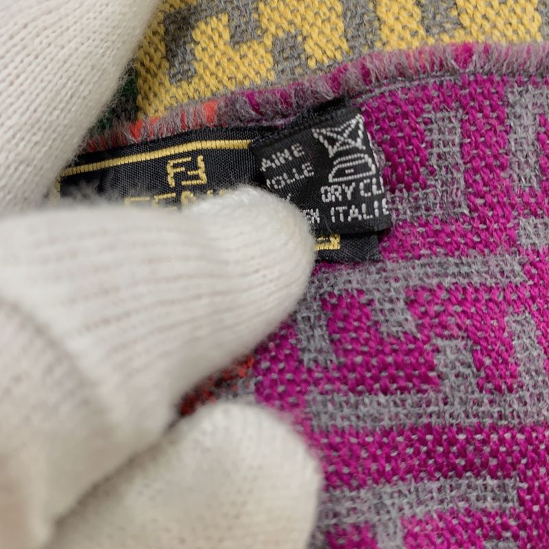 Fendi Zucca Multicolor Wool Scarf With Fringe