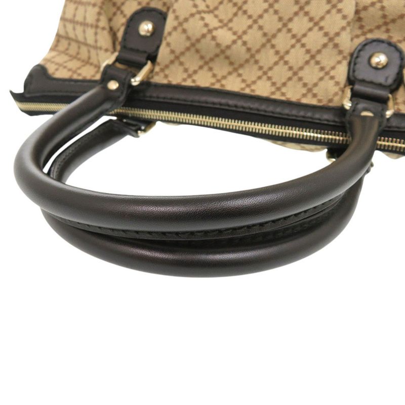 Gucci 247902 GG Canvas Leather Beige Black 2-way Handbag 1465 Gucci