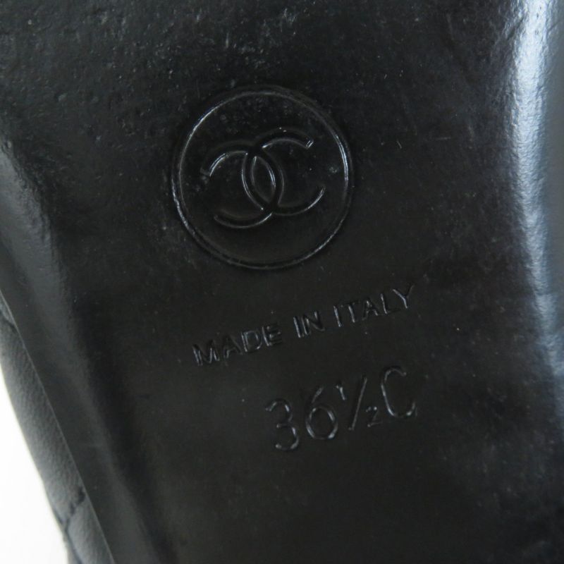 CHANEL 23B G45122 Coco Mark Matelasse Leather Patent Leather Flat Pumps Ballet