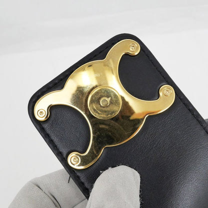 Celine Ava Medium Triomphe Shoulder Bag Black Gold Hardware Shoulder