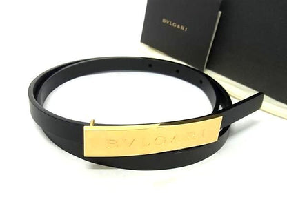 Bvlgari Bvlgari Leather Gold Hardware Belt Ladies Black Bi7678