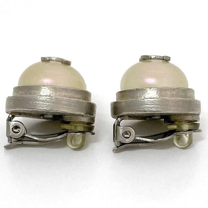 Chanel Earring Silver Pearl Style Coco Mark Excellent Condition Metal Used 98