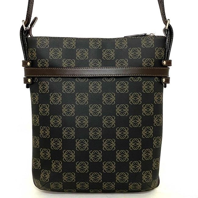 Loewe Shoulder Bag Gray Brown Anagram with Pouch