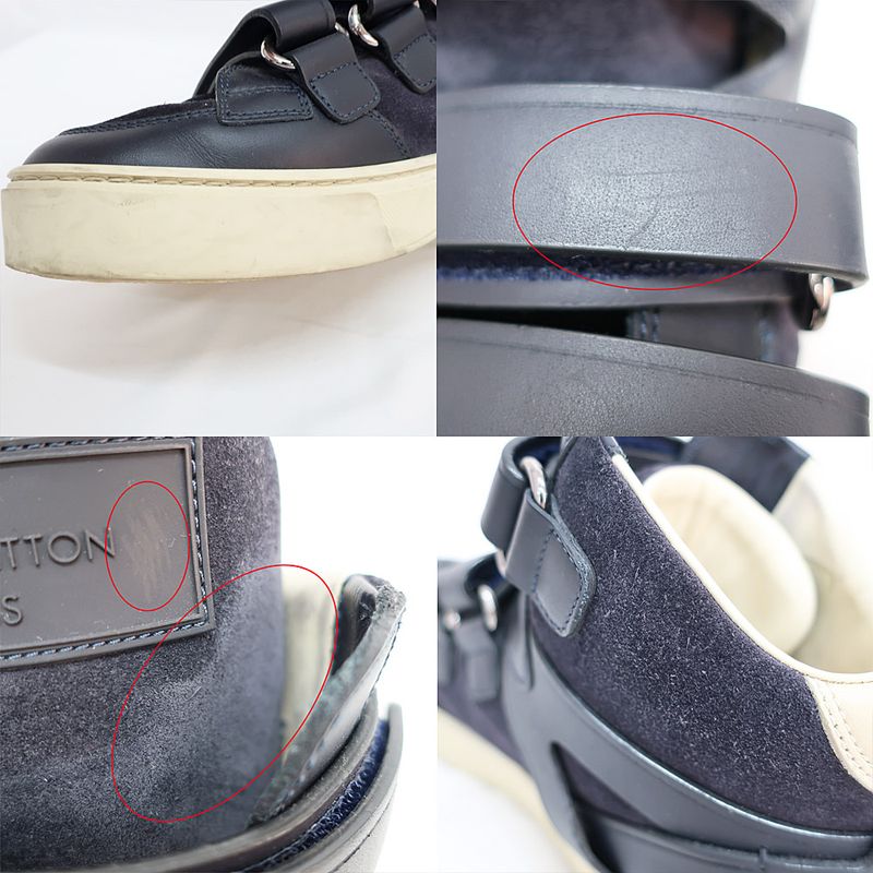 Louis Vuitton High Cut Sneakers - Suede Navy - Notation Size 6.5