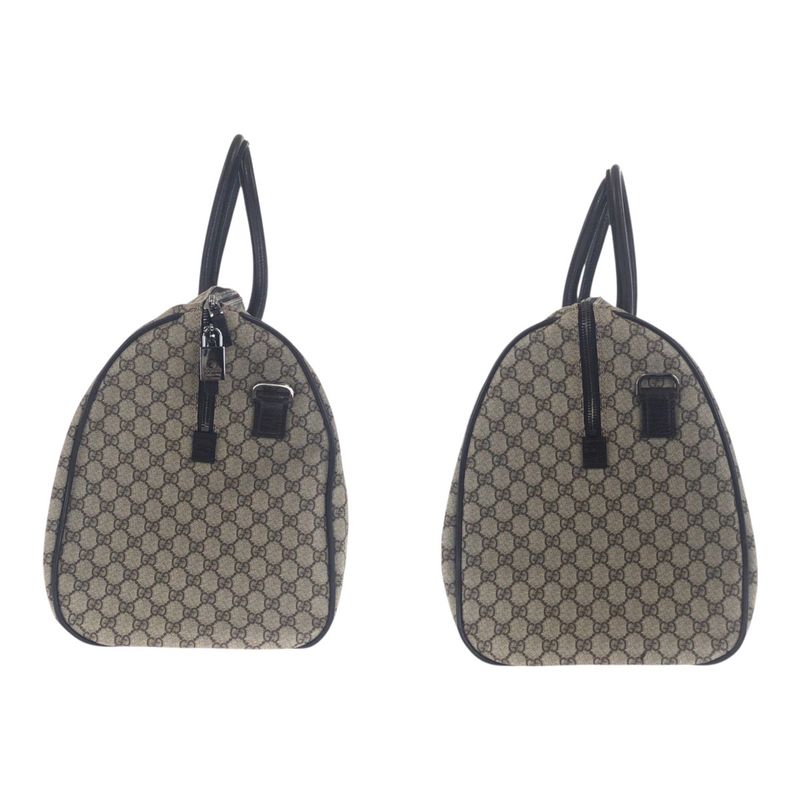 Gucci Brown Silver Hardware GG Supreme Canvas/leather 101672 Boston Bag