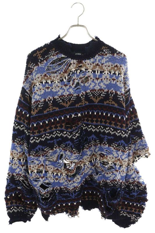 Balenciaga 21AW 662518 T1602 Destroy Oversize Knit Men's XS