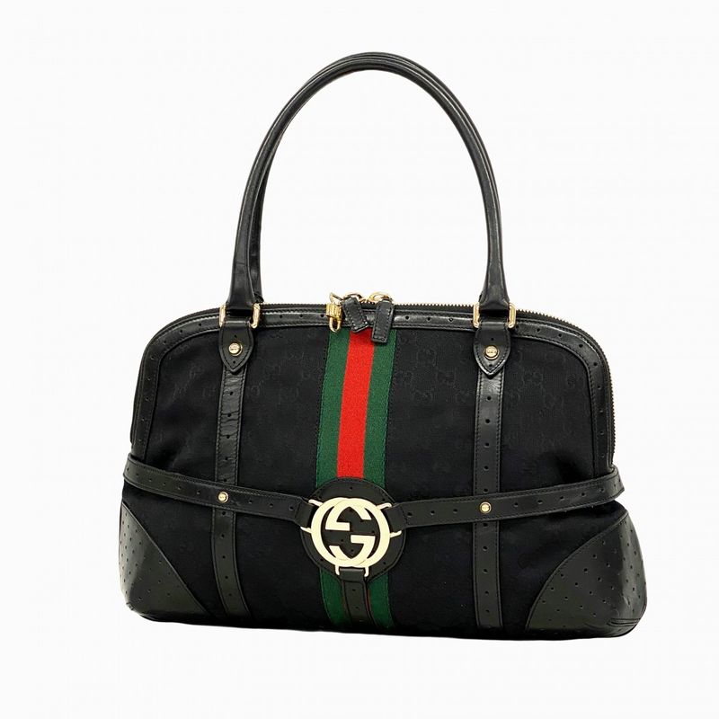 Gucci Handbag GG Canvas/sherry Line 114887 Canvas Black Gold Hardware Women