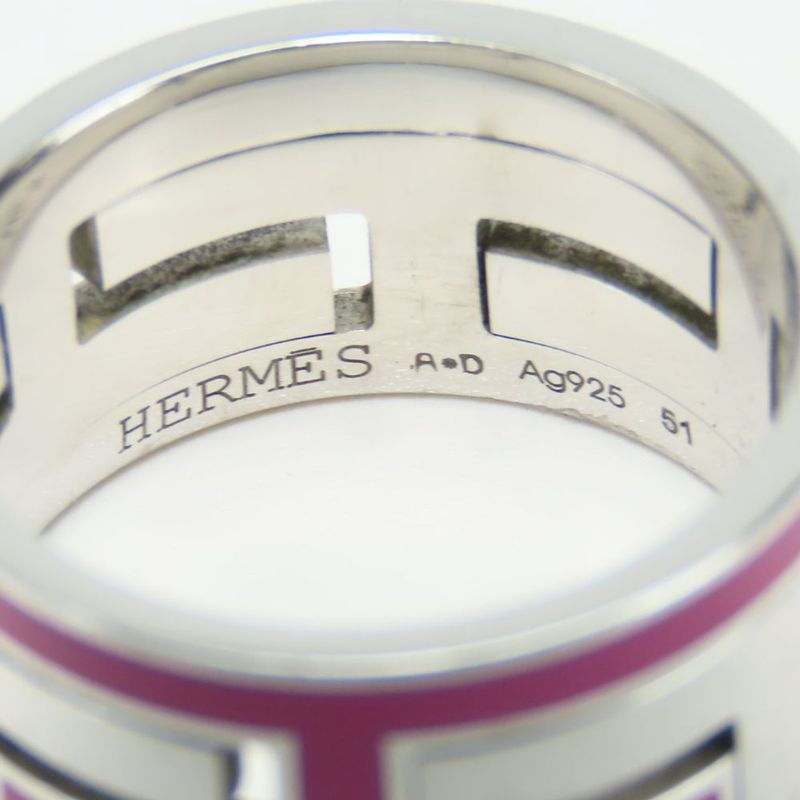Hermes RING - RING MOVE ASH 51 Silver 925 Approx 7.2g Silver Pink Accessory
