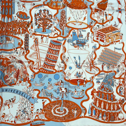 Hermes Scarf Carre 90 Exposition Universelle Silk With Orange Box