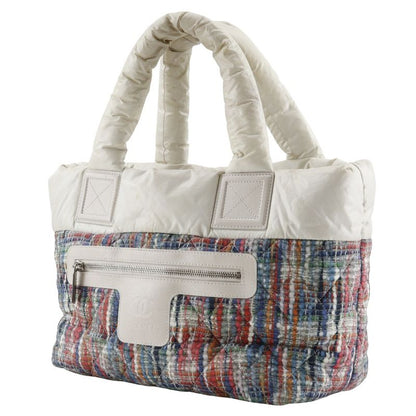 Chanel Coco Cocoon Tote Small Tweed Print Reversible A48610 Nylon White/multicol