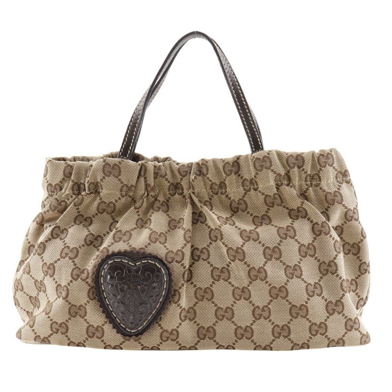 Gucci Heart Cles Sto 212994 GG Canvas Beige Ladies Handbag