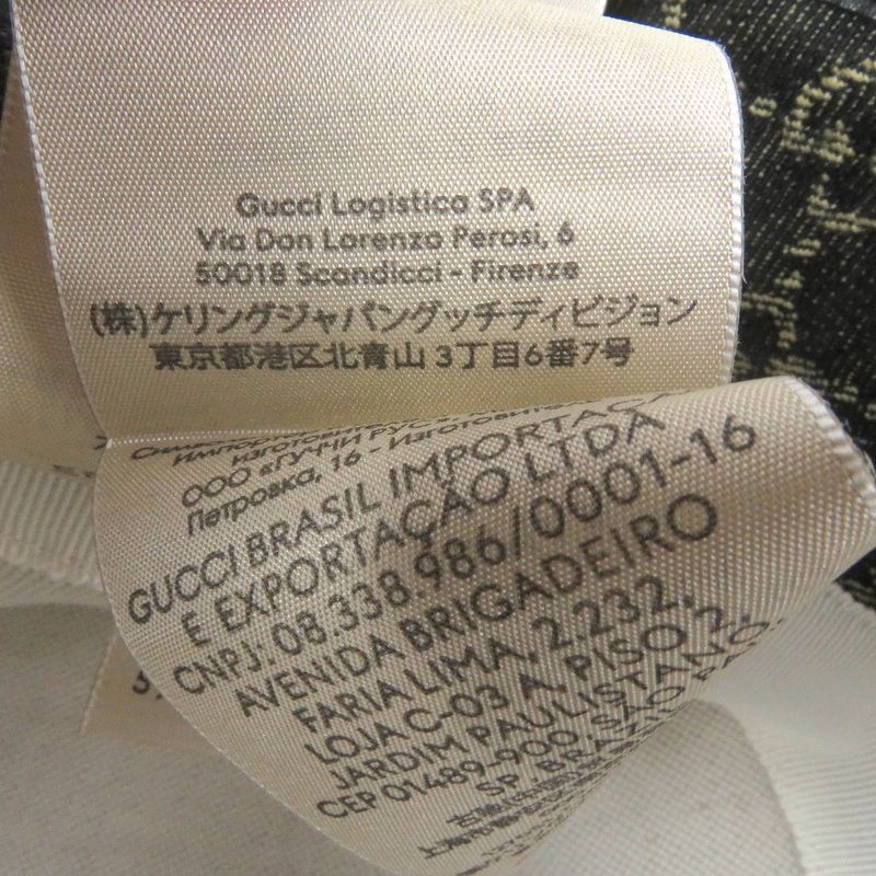 Gucci 576371 Cotton GG Logo Allover Leather Piping Denim Bucket Hat Black L