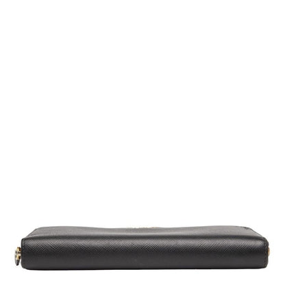 Plat Da Round Zipper Long Wallet 1ml506 Pink Saffiano Leather Women Prada