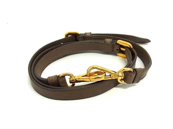 Prada Leather Bag Shoulder Strap Crossbody Shoulder Women Brown Bl8204