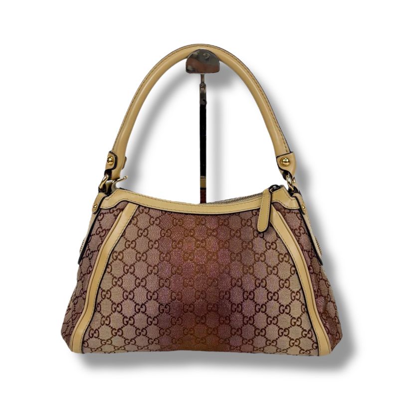 Gucci One Shoulder Bag Handbag Scarlet Interlocking GG Canvas Lame Hobo Soho