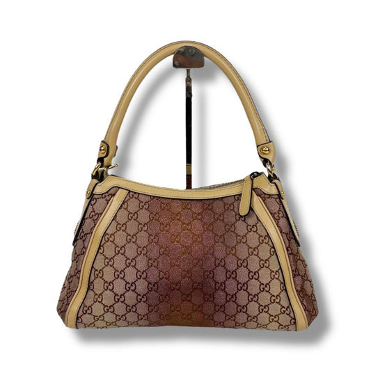 Gucci One Shoulder Bag Handbag Scarlet Interlocking GG Canvas Lame Hobo Soho