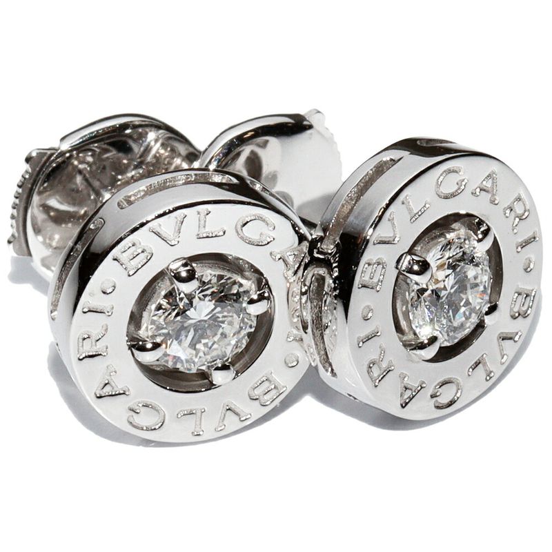 Bulgari Earrings 18K White Gold Diamond 2P Bulgari Earrings