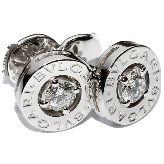 Bulgari Earrings 18K White Gold Diamond 2P Bulgari Earrings