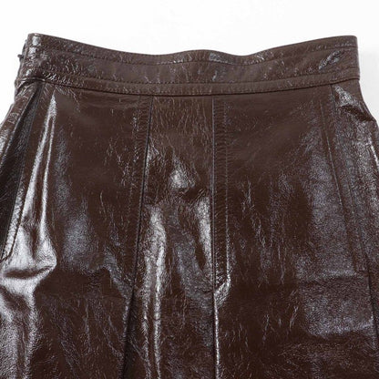 Gucci 410797 Lamb Leather 100% Silk Lining Horsebit Skirt Brown Gold Hardware