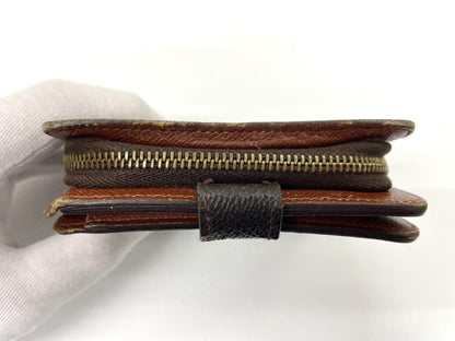 Louis Vuitton Monogram Compact Zipped Folding Wallet M61667 Brown Made In France