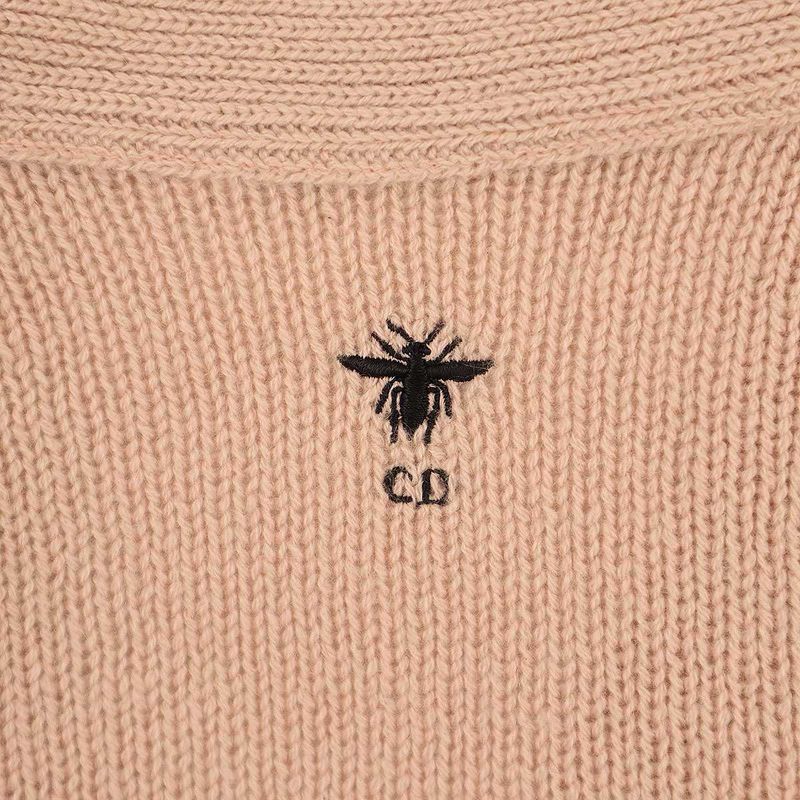 Christian Dior Bee Embroidered Cashmere Knit Cardigan 924g04am005 Pink 34