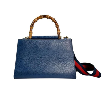 Gucci 470271 Leather Bamboo 2-way Handbag Gucci Blue
