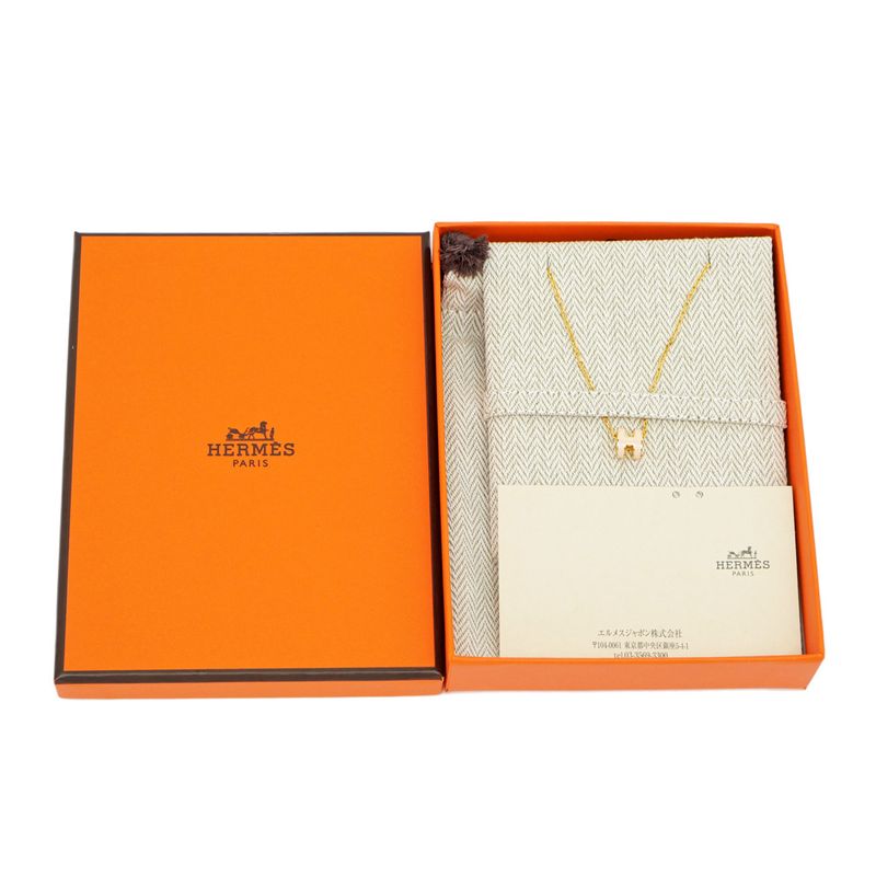 Hermes Necklace Pop Ash Mini Pendant H Rose Dragee Gold Hardware