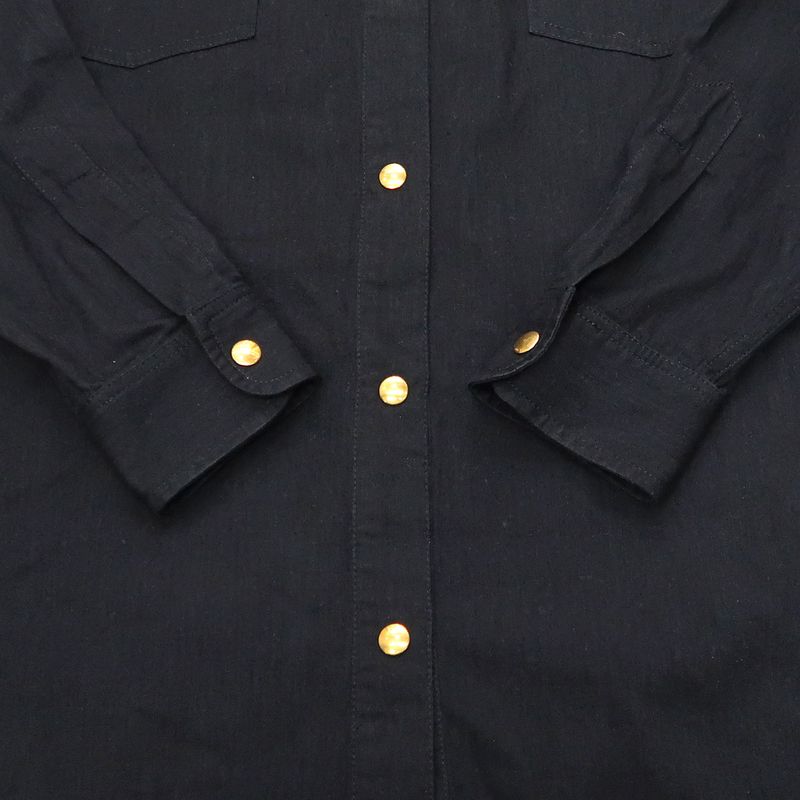 Gucci Long Sleeve Shirt Gold Logo 40 595268 BK Gold Button Back Print