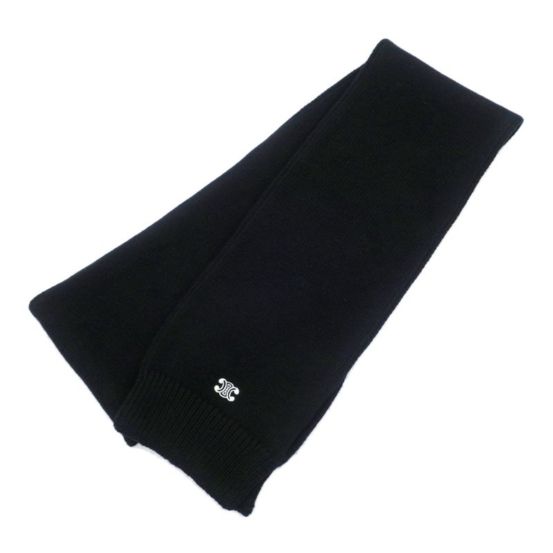 Celine Muffler - Black BK Triomphe Logo Wool Ladies Accessories Others