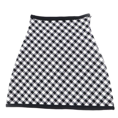 Christian DIOR 22 254j18am514 Gingham Checked Flared Skirt Black White 38 Made