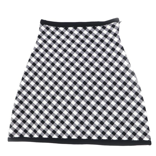 Christian DIOR 22 254j18am514 Gingham Checked Flared Skirt Black White 38 Made