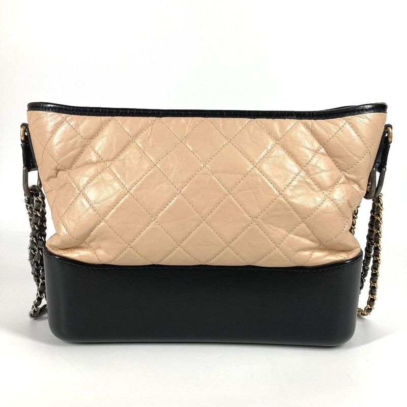 Chanel Shoulder Bag Gabrielle Matelasse Quilted A93824 Leather Beige