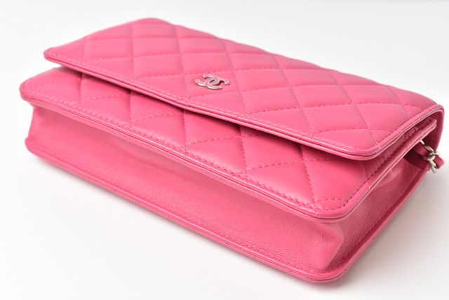 Chanel Chain Wallet Shoulder Bag Long Wallet Clutch Chanel Lambskin Pink Silver